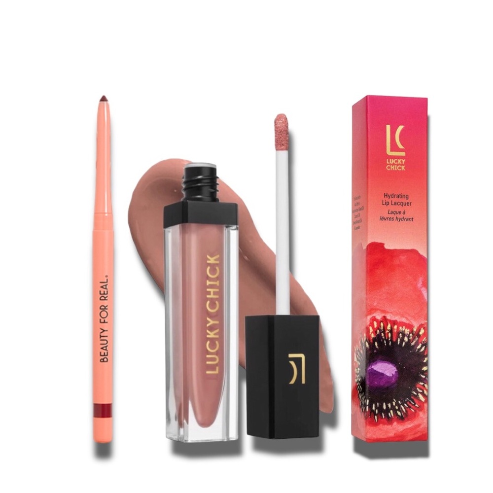 Lucky Chick Hydrating Lip Gloss | Beauty For Real D-Fine Lip Pencil Both New